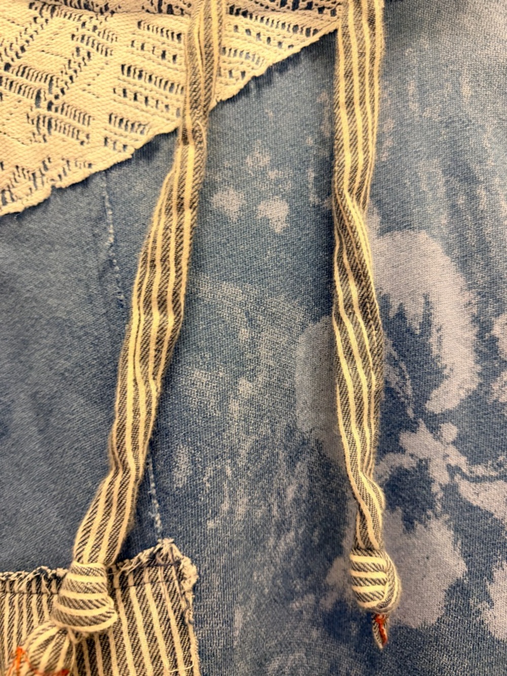 Free People Blue Patchwork Lace Hoodie - Picture 4 of 7